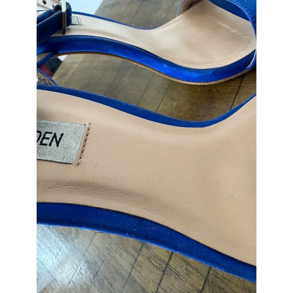 Steve Madden Cobalt Blue Strappy Heels Size 7.5 | Square Toe Stiletto Party Pump - Picture 5 of 10